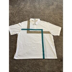 Vintage 80s Sansabelt Golf Men's Polo Shirt Size 3XL Navy Blue Eclectic NWT